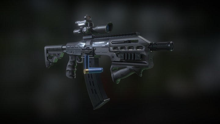 Grimraptor Cyclone RDS-4 Shotgun - Mobile Game 3D Model