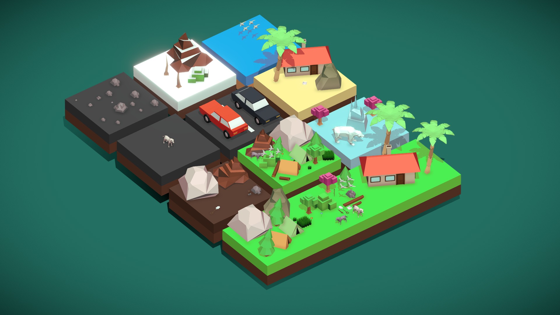3D model Environment Low Poly Game Assets-Package- - This is a 3D model of the Environment Low Poly Game Assets-Package-. The 3D model is about a toy house with a green background.