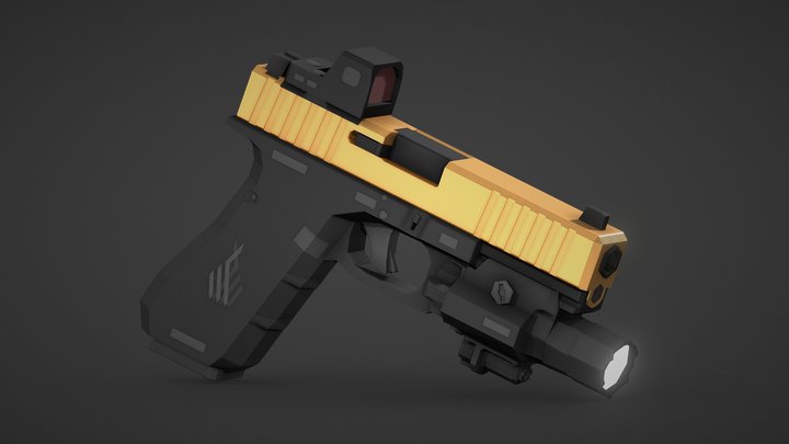 🚡 3D Model - Fictional Custom Gold Pistol 3D Model