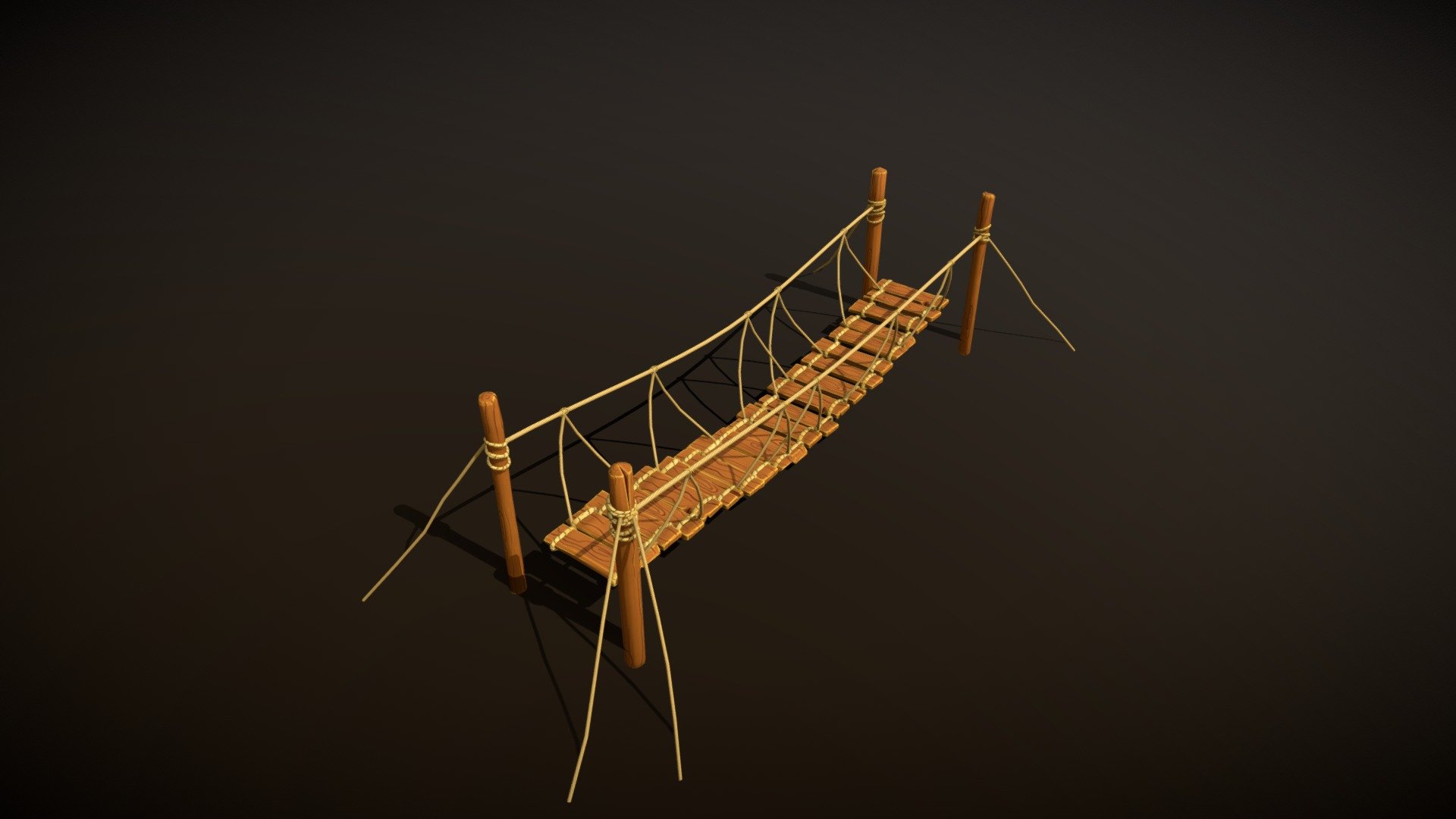 Stylized wooden rope bridge game-ready asset - Buy Royalty Free 3D ...