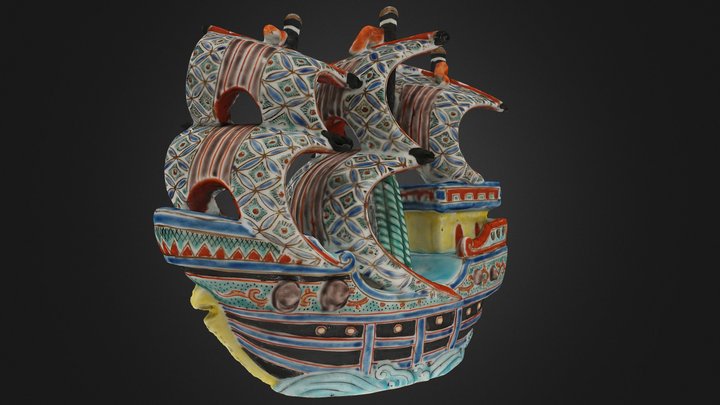 九谷焼 宝船 3D Model