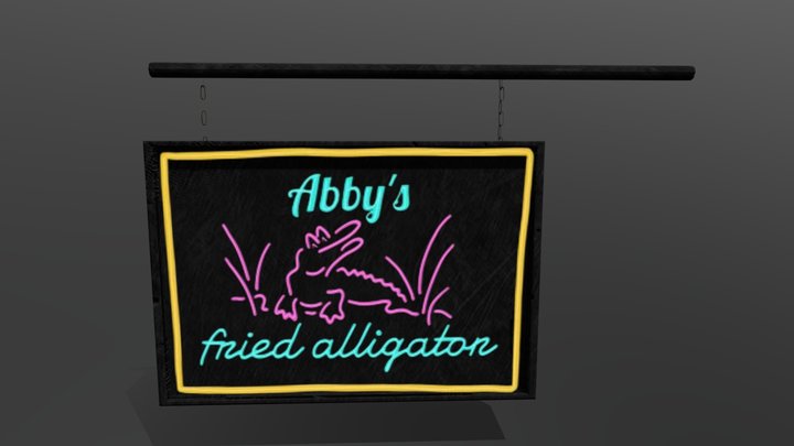 Abbys Fried Allegator Neon Sign 3D Model