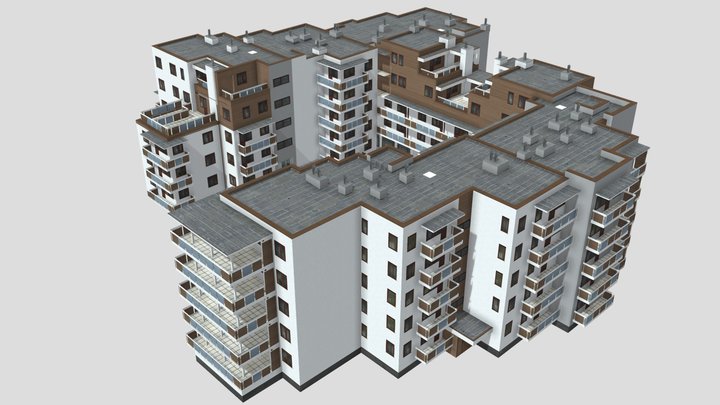 Polish modern housing estate (lite) 3D Model