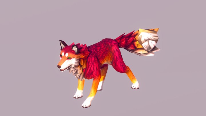 Animated low poly wolf thing 3D Model