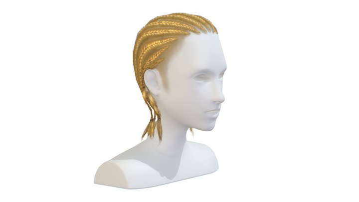 cartoon lush man 3 haircut of medium length 3D Model