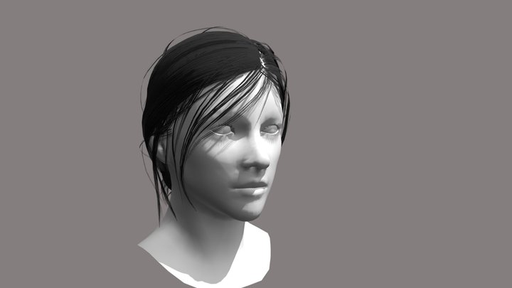 Messy Low Bun Female Hairstyle 3D Model