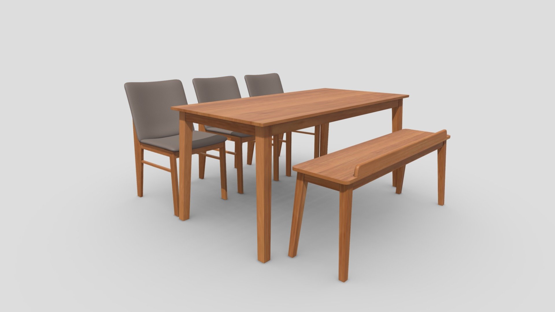 Solid Wood Dining Table Set - Buy Royalty Free 3D Model By Interior ...