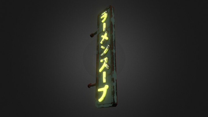 Neon Ramen Soup Sign 3D Model