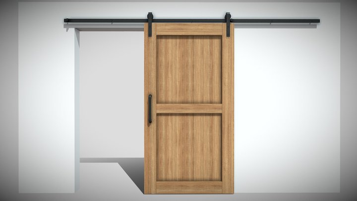 Sliding Barn Door (Blend File, OBJ, DAE) 3D Model