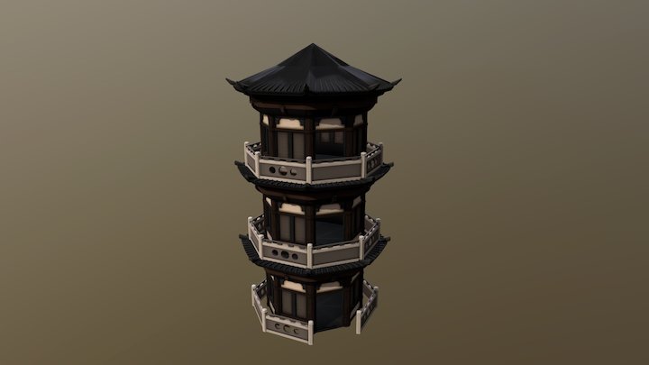 Asian Inspired Temple 3D Model