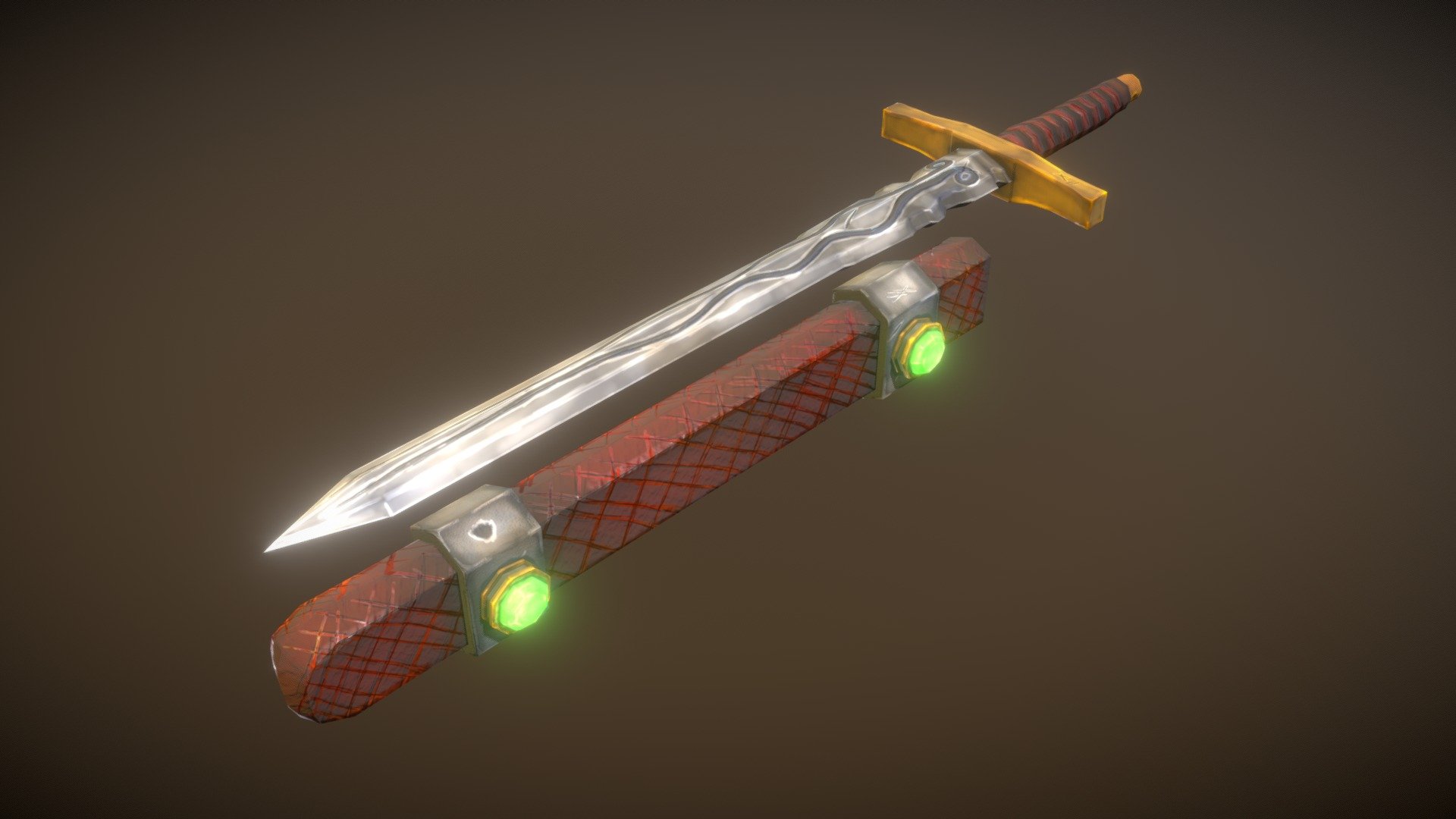 Stylized Long Sword And Holder