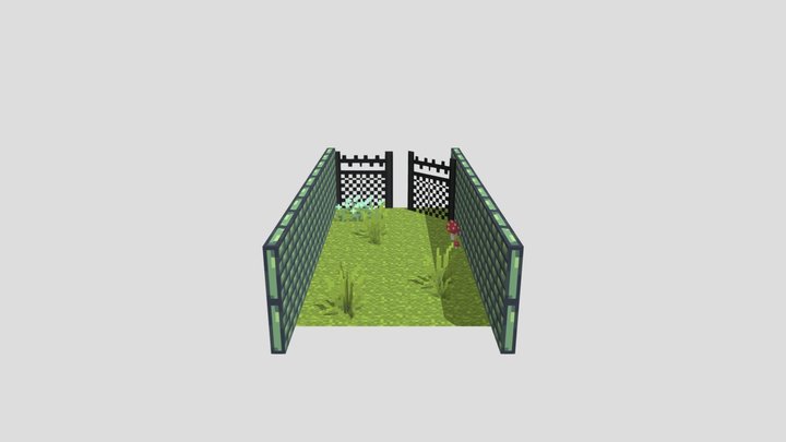 PAREDE E CERCA PIXEL ART LOW POLY 3D Model