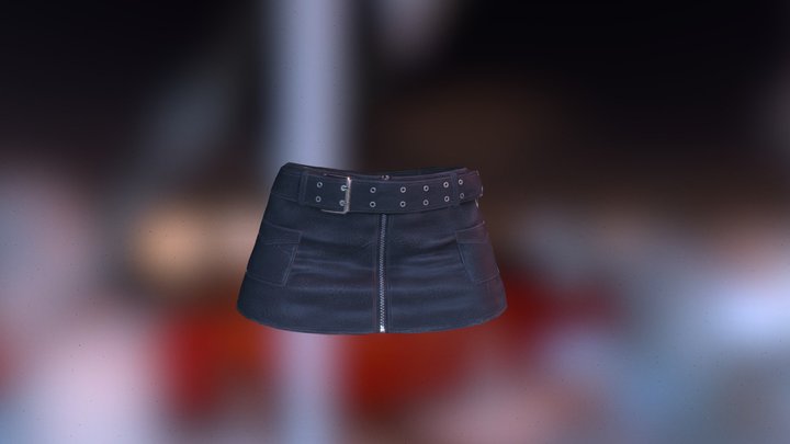Short Leather Skirt Black Belt Metal Low Poly 3D Model