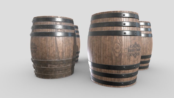 Wooden Barrel Weathering 3D Model