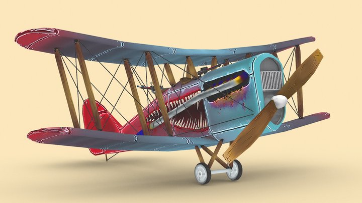 Stylized WWI Airco DH.4 - "The Flying Ripper" 3D Model