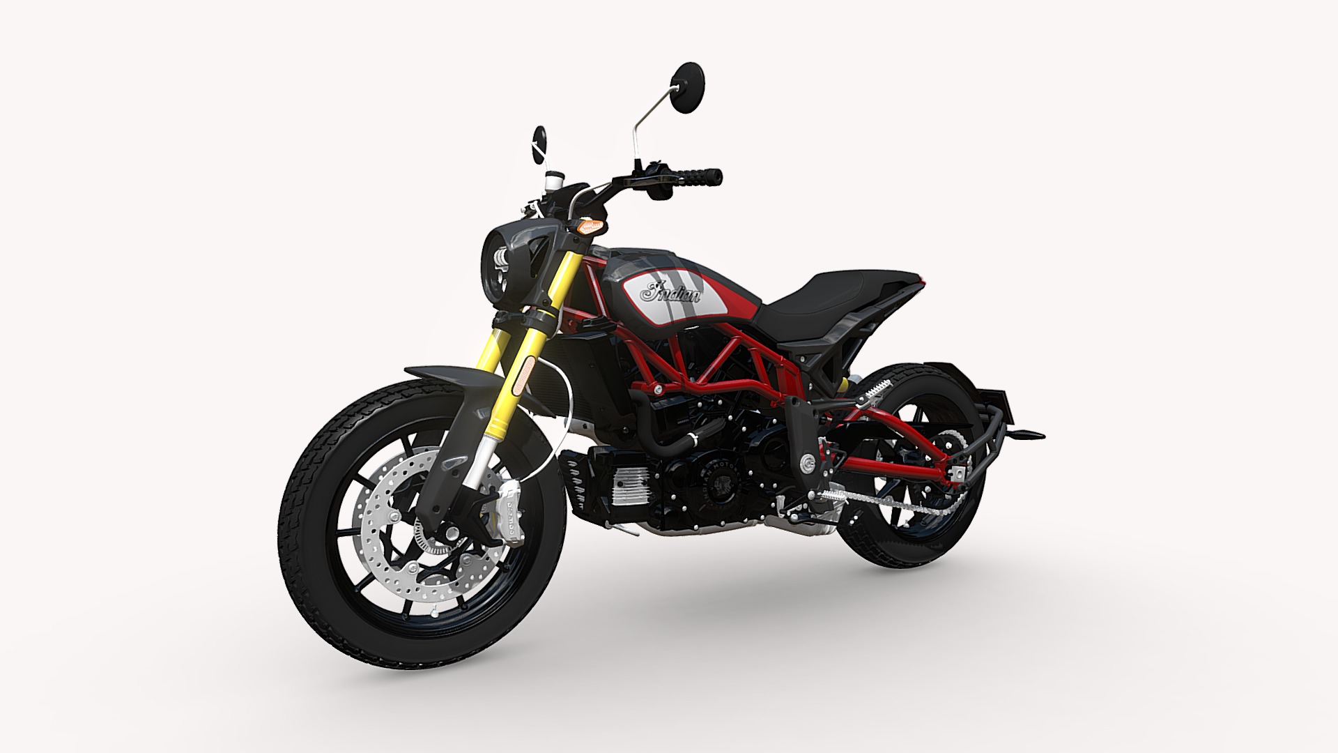 3D model Indian FTR 1200 S 2019 - This is a 3D model of the Indian FTR 1200 S 2019. The 3D model is about a black and red motorcycle.