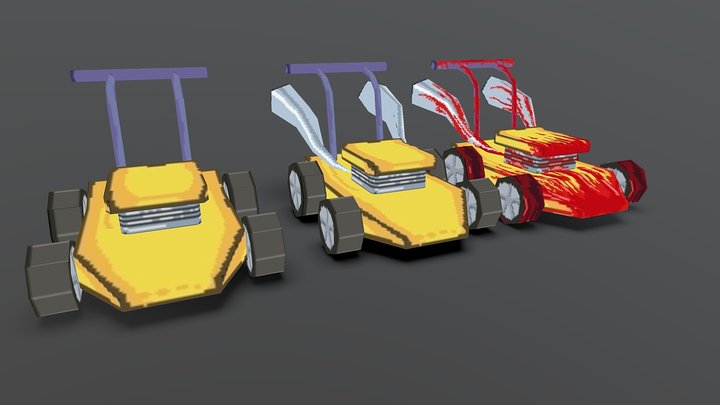 Stylized Low Poly Lawn Mower (3 versions) 3D Model