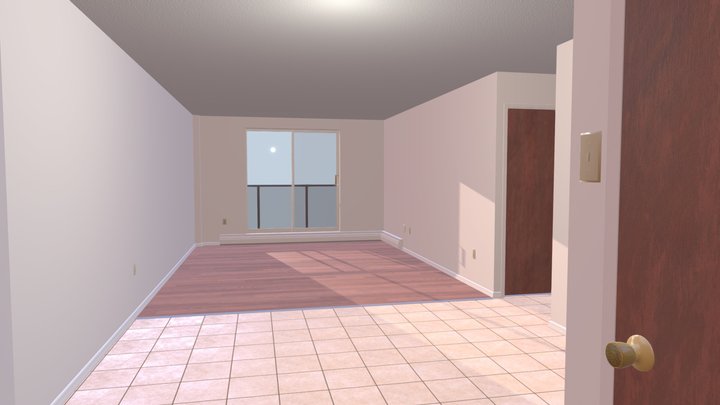 Apartment Living Room with Balcony 3D Model