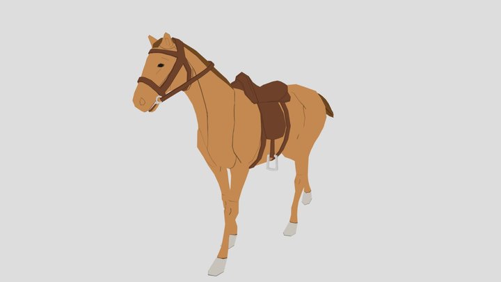 Toon Horse with Saddle (Rigged, Animated) 3D Model