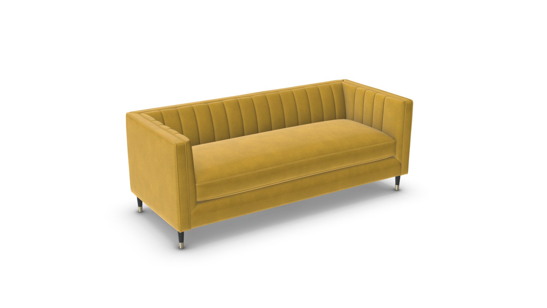 Evadine 3 Seater Sofa, Vintage Gold Velvet 3D model by