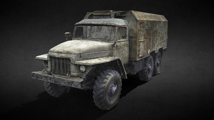 ural military truck burned & destroyed photoscan 3D Model