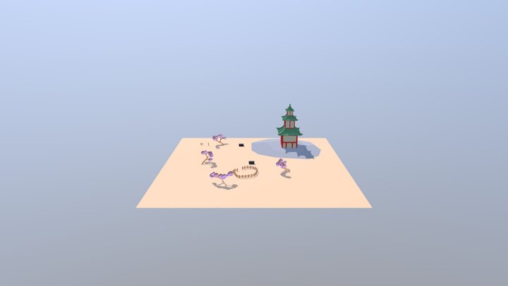 Chinese pagoda Low Poly 3D Model
