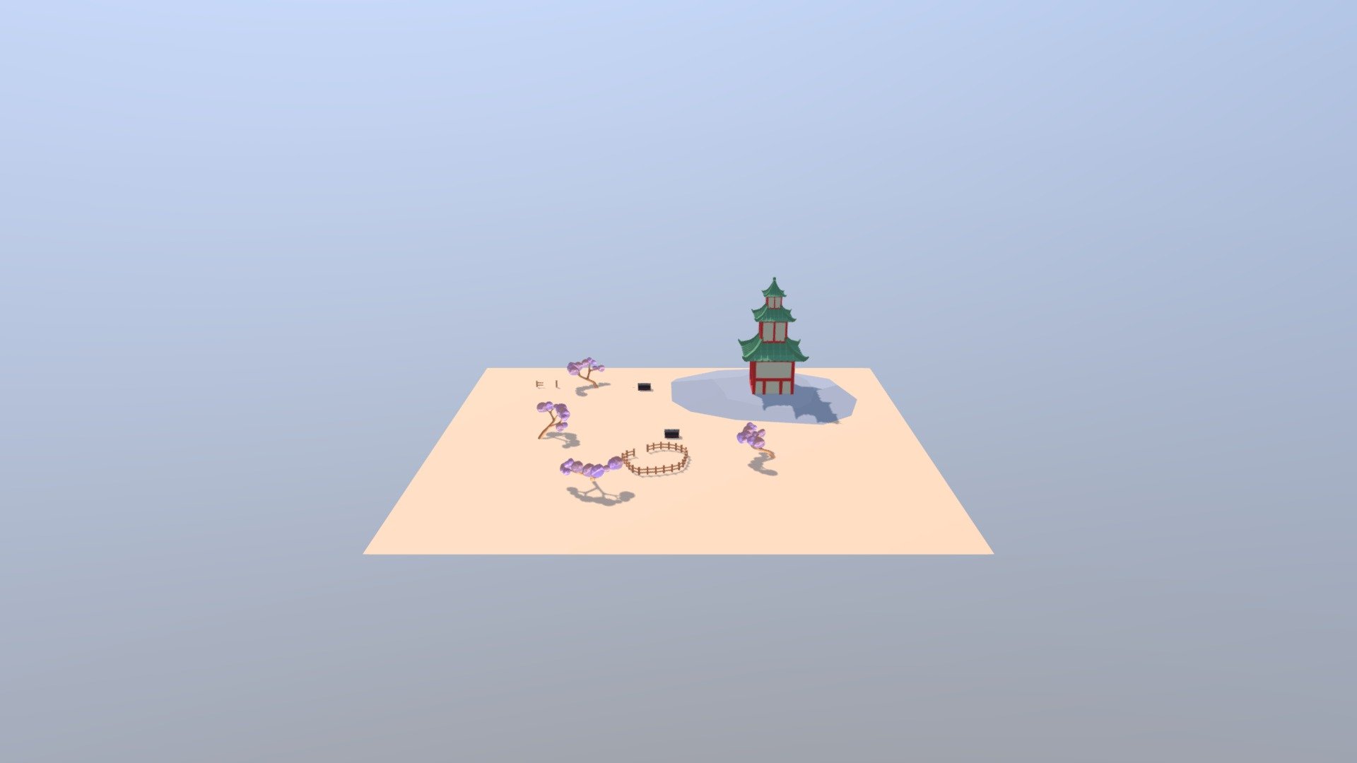 Chinese pagoda Low Poly