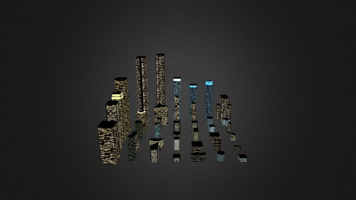 Skyscraper City Pack Night 02 3D Model