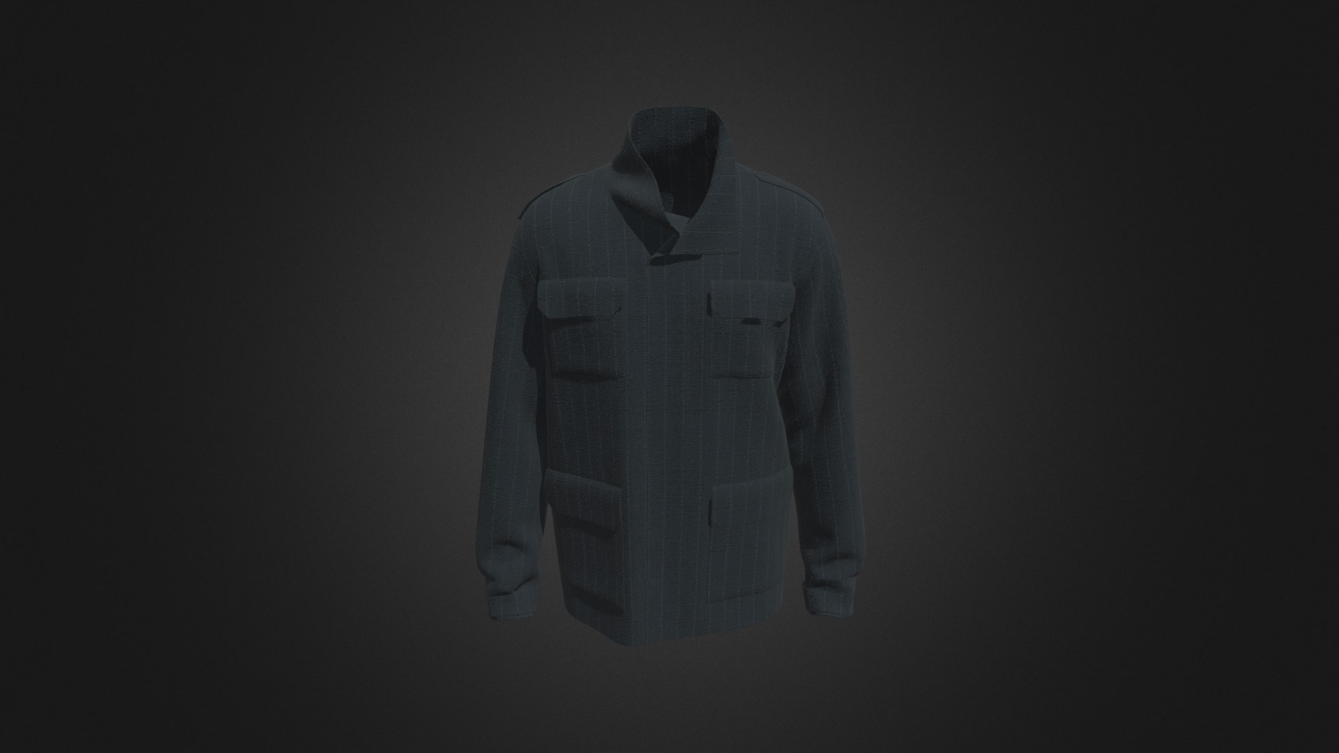 3D model Men’s Field Jacket - This is a 3D model of the Men's Field Jacket. The 3D model is about a grey shirt with a white background.