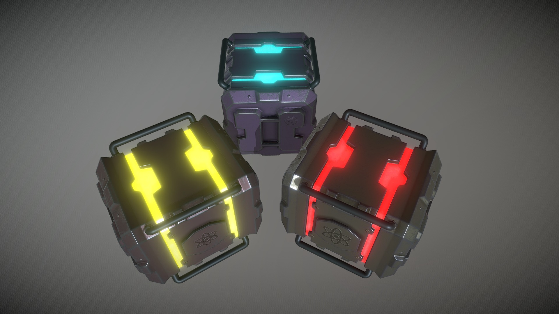 3D model Sci-fi box - This is a 3D model of the Sci-fi box. The 3D model is about a group of colorful cubes.