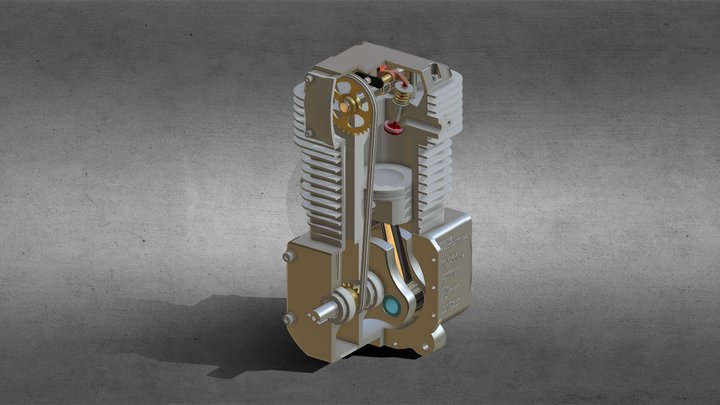 Motorcycle 4 stroke engine 3D Model