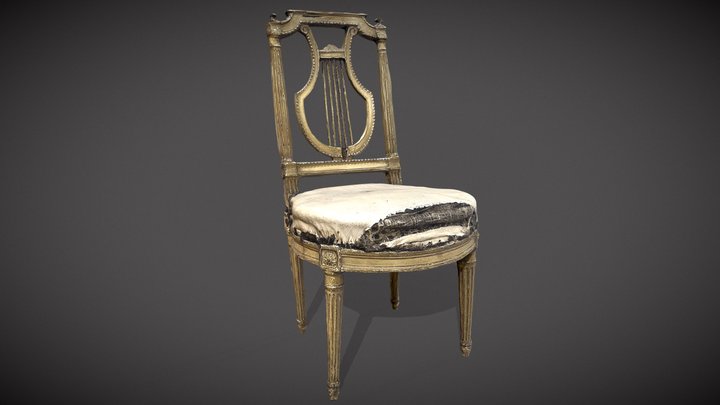 Antique french lyre chair 3D Model