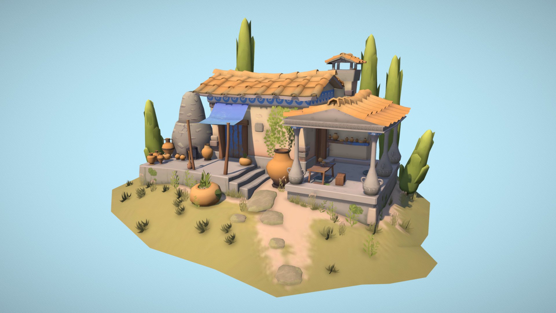 Ancient Greek Pottery DAE Game Art Exam 3D model by SarahPlatteau