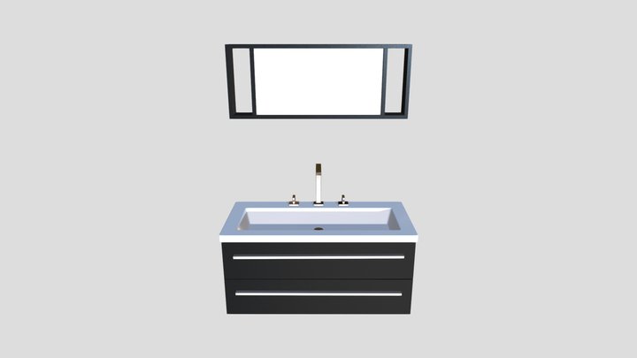 ALMERIA Floating Bathroom Vanity Set Black 3D Model