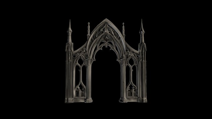 Gothic aged window frame 3D Model