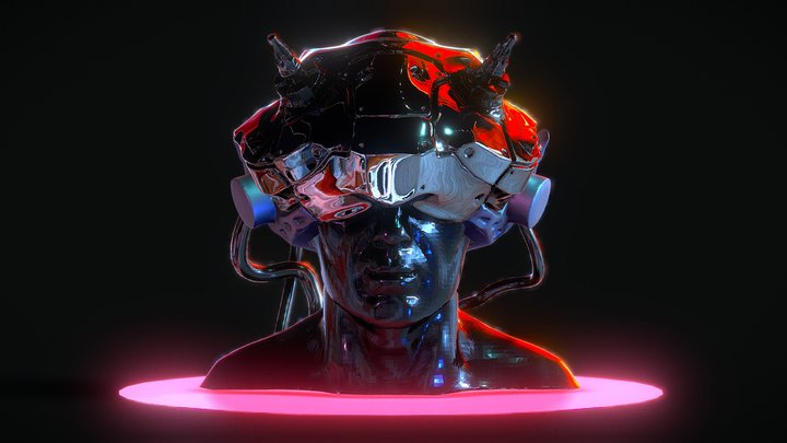 Cyberpunk VR head rig 3D Model