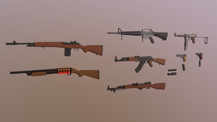 "Low-Poly-Style" Weapons 3D Model