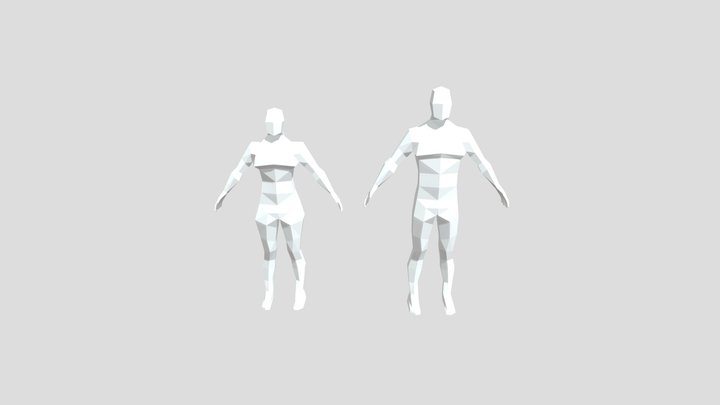 Low-poly man and woman