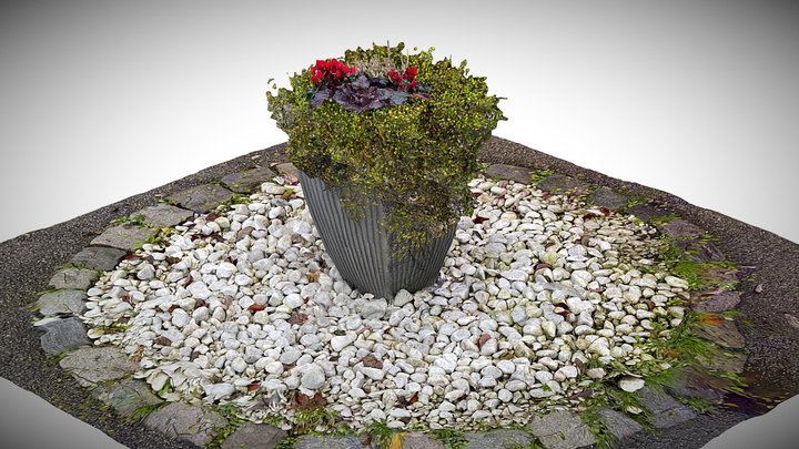 Flowerpot with Pebbles / Blumentopf Kieselboden 3D Model