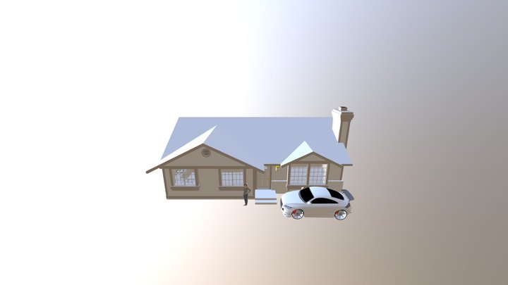House With Car 3D Model