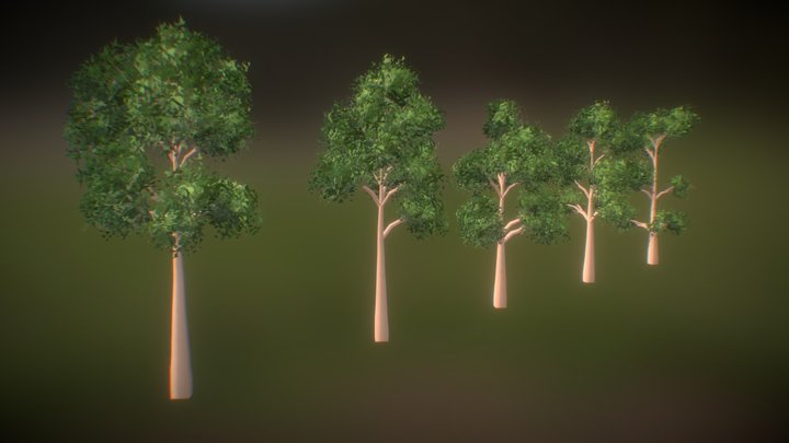 Simple low-mid poly Trees 3D Model