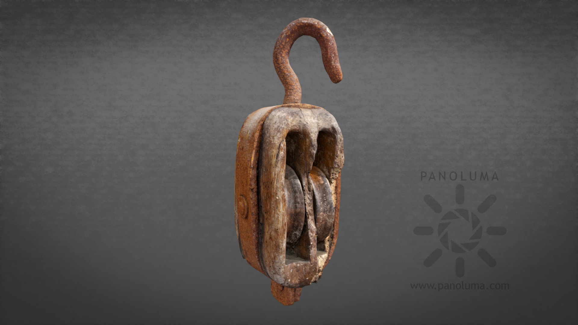 3D model Antique Wood Pulley with Hook - This is a 3D model of the Antique Wood Pulley with Hook. The 3D model is about a wooden spoon with a handle.
