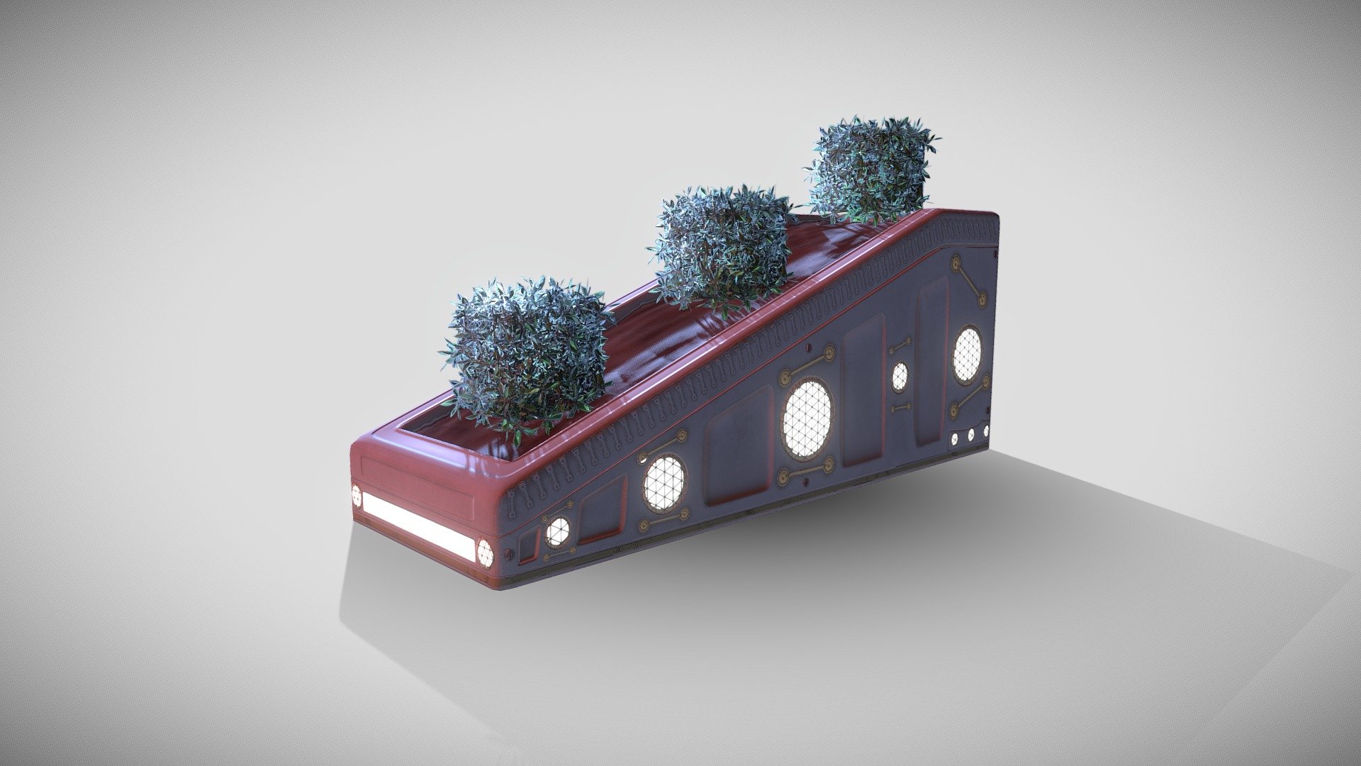 SciFi Garden Pot Low Poly