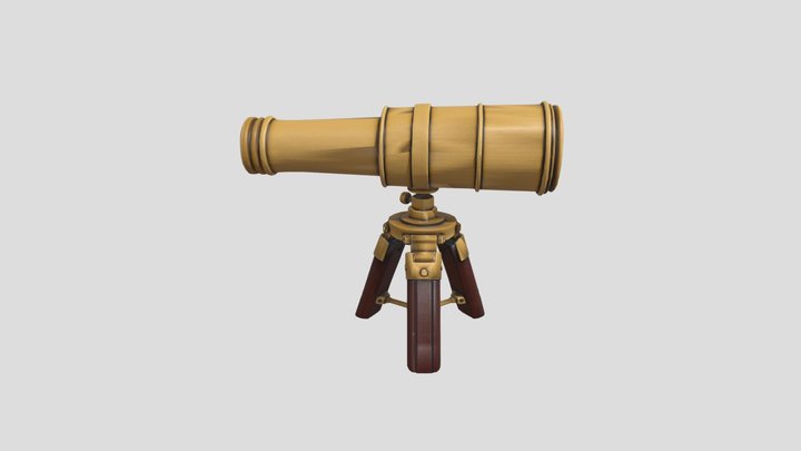 Antique Brass Desk Telescope - Low Poly Prop