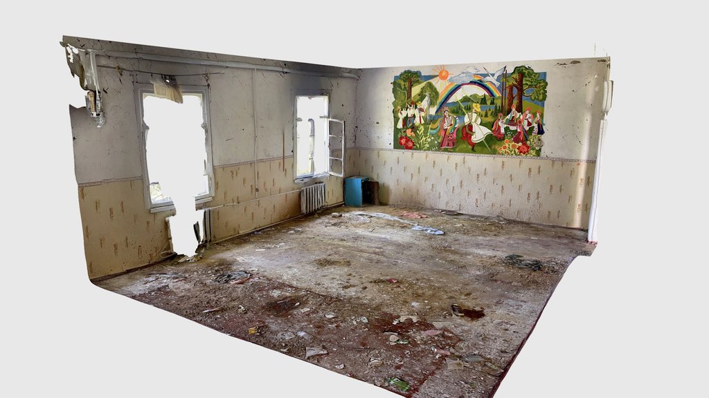 Damaged school, Lukashivka, Ukraine