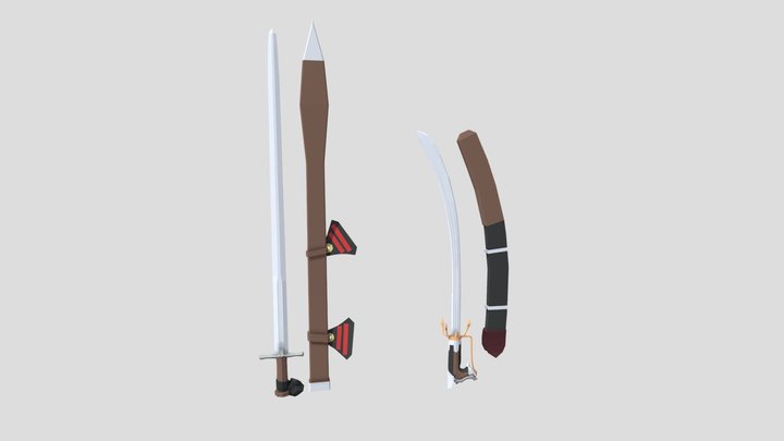 Low-Poly North African Swords 3D Model