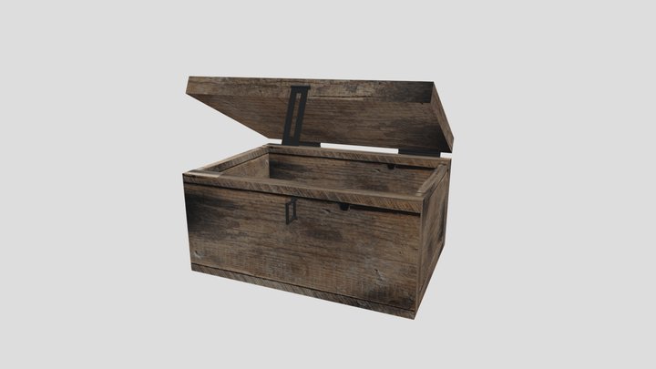 Vintage Wooden Box / Trunk / Blanket Box / 3D Model