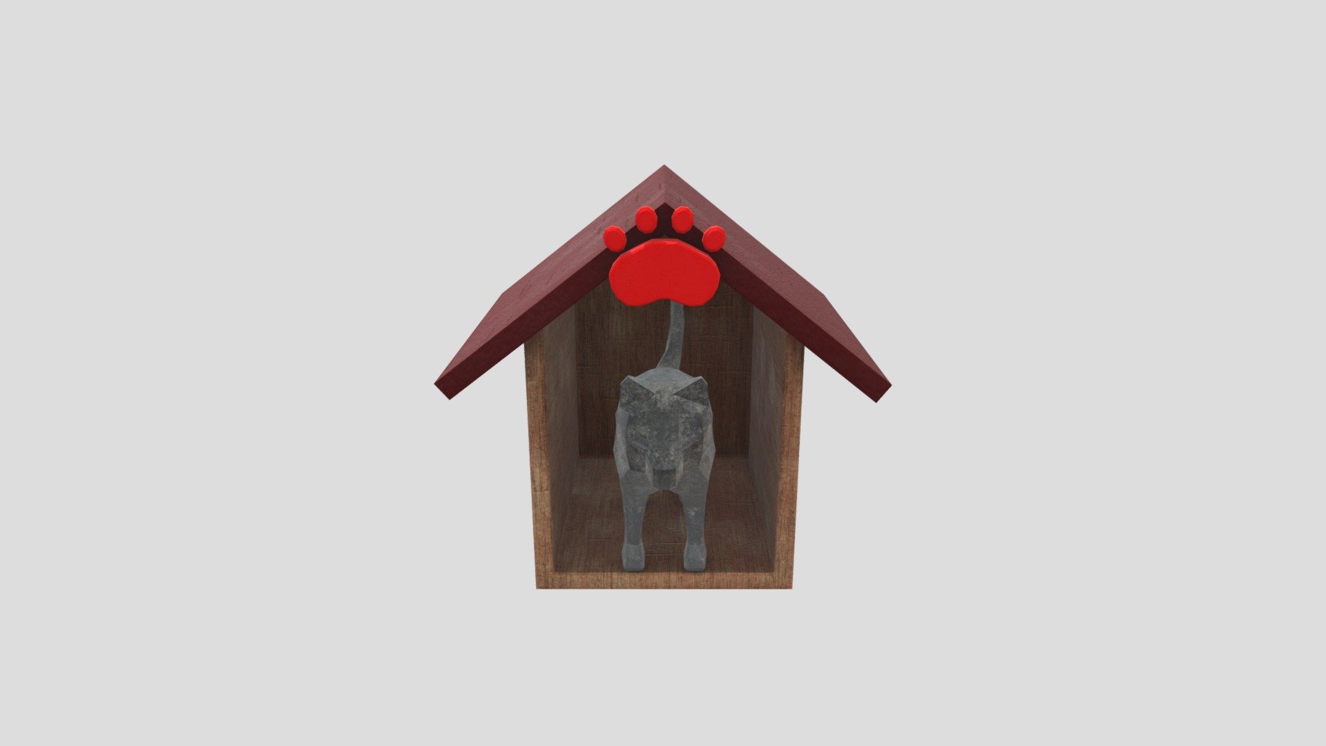 Cat statue in a kennel