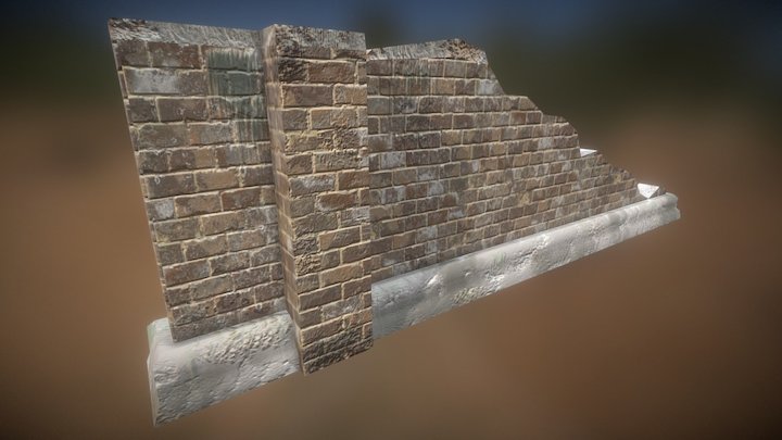 Damaged Brick Wall 3D Model