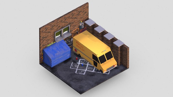 [Low Poly] Graffiti Scene - Peter Kolarcik 3D Model